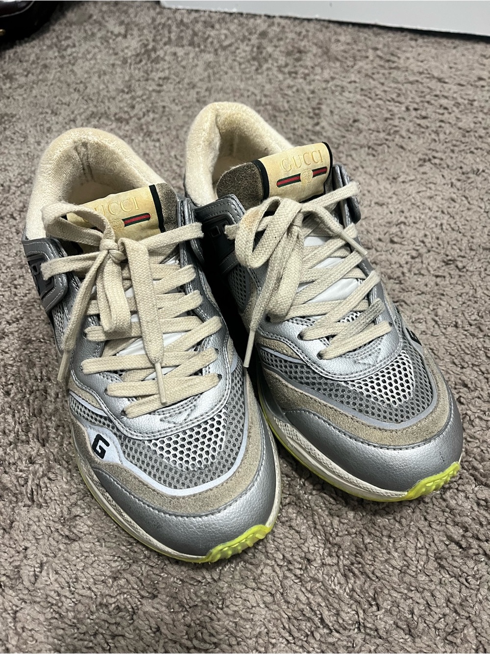 Gucci Ultrapace Silver Metallic Sneakers